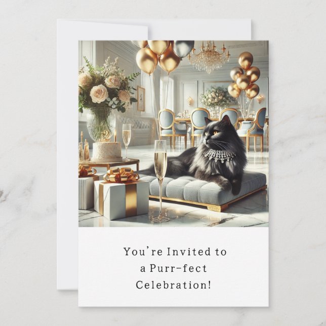 Katze Geburtstagsparty Einladungskarte Einladung (Vorderseite)