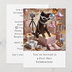 Katze Geburtstagsparty Einladungskarte Einladung