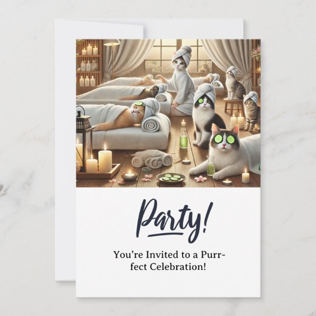 Katze Geburtstagsparty Einladungskarte Einladung (Vorderseite)