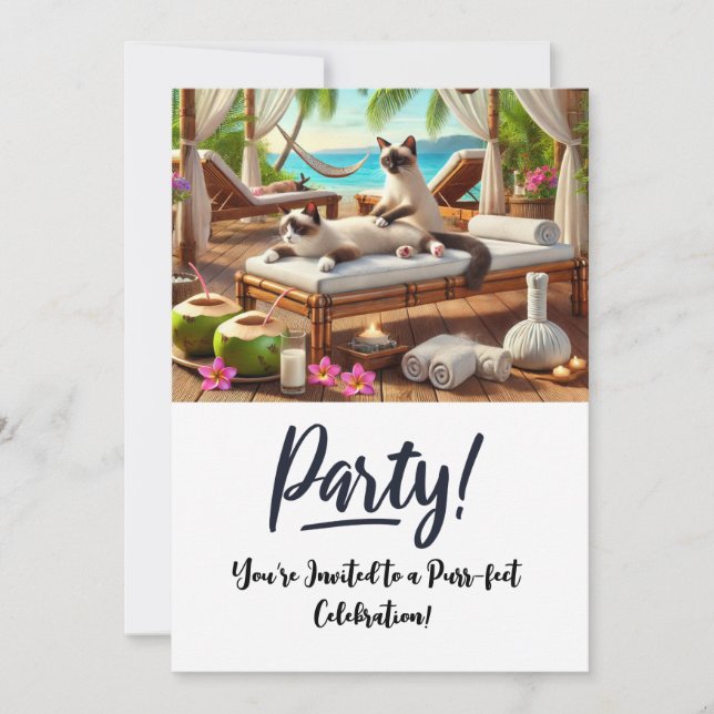 Katze Geburtstagsparty Einladungskarte Einladung (Vorderseite)