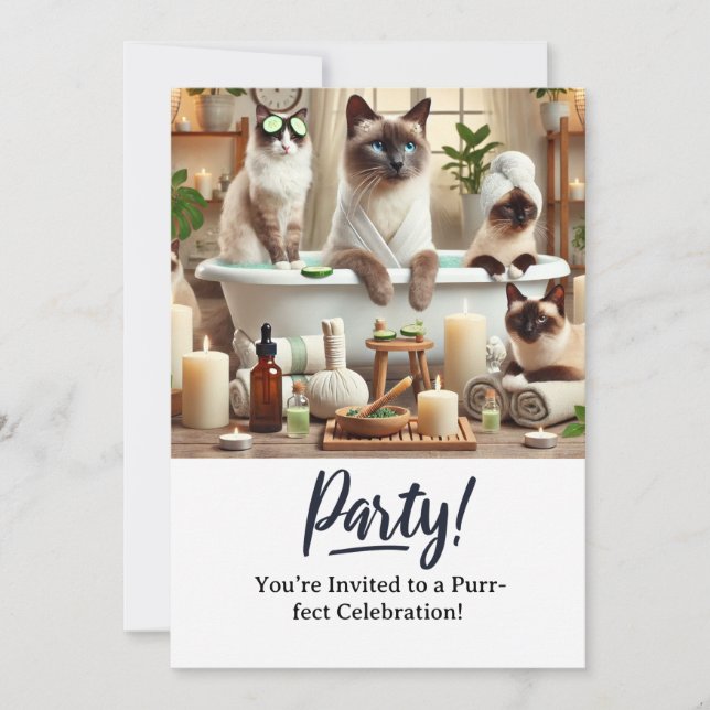 Katze Geburtstagsparty Einladungskarte Einladung (Vorderseite)