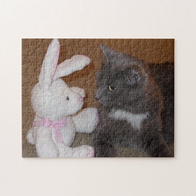 Katze gegen Hase Starren-Puzzle Puzzle (Horizontal)