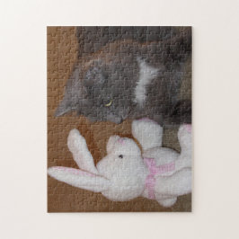 Katze gegen Hase Starren-Puzzle Puzzle