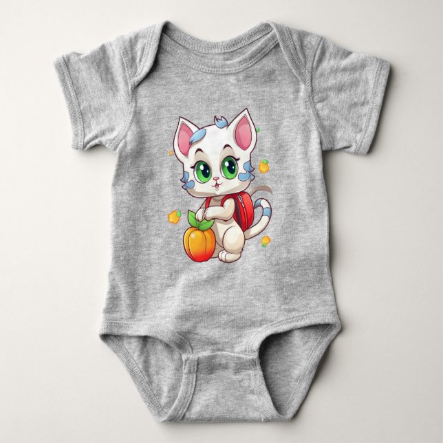 Katze geht zur Schule-85241 Baby Strampler (Vorderseite)