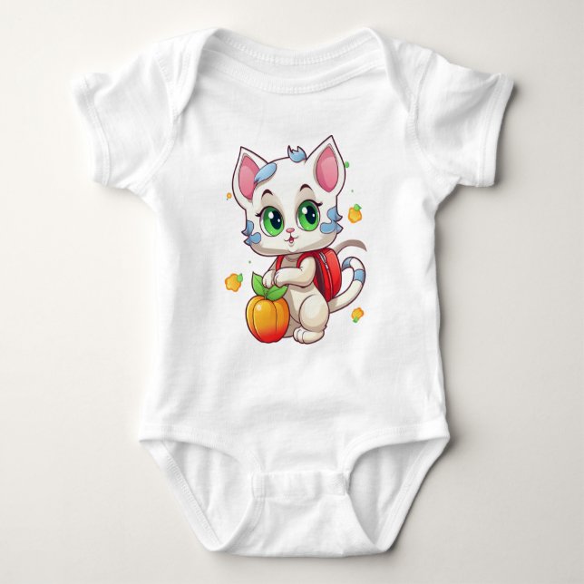Katze geht zur Schule-85241 Baby Strampler (Vorderseite)