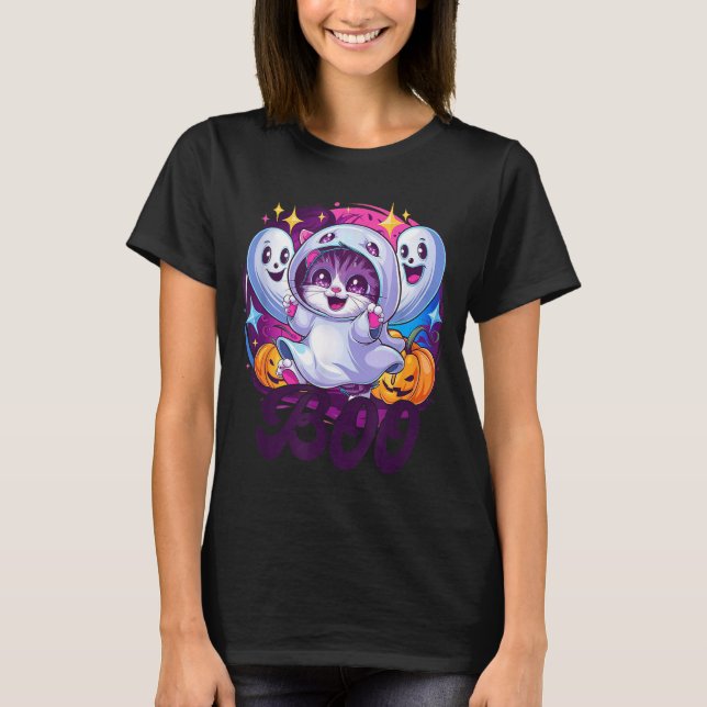 Katze Geist Boo  T-Shirt (Vorderseite)