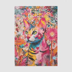 Katze Gemischte Gemischte Papier Collage Tissue-Pa