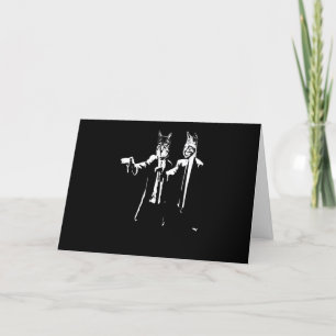 Katze Geschenk Katzenmann hält Pistole Cool Feiertagskarte