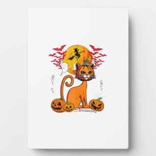 Katze Geschnitzter Kürbis Horror Kopf Halloween Be Fotoplatte