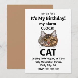 Katze Gesicht Mein Wecker Tabby Katze Geburtstag Einladung