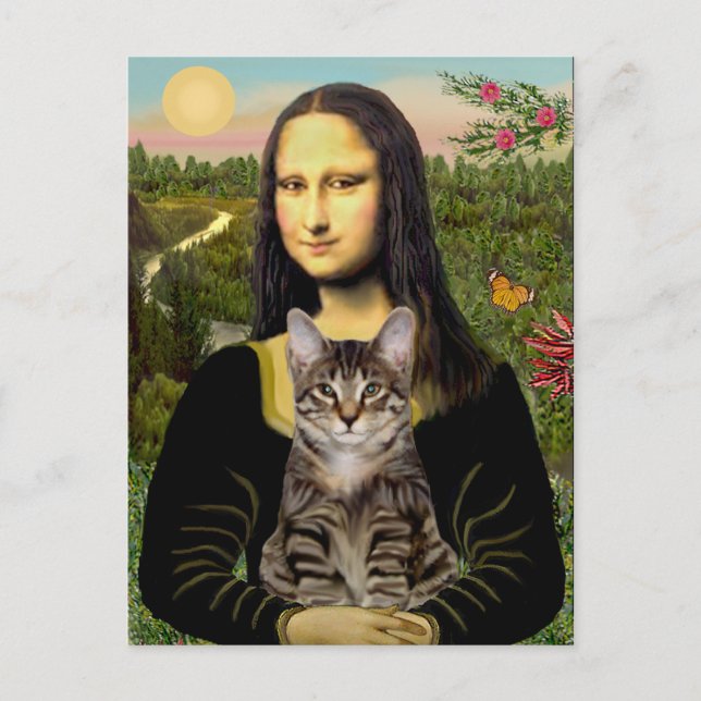 KATZE (Getigert) - Mona Lisa Postkarte (Vorderseite)
