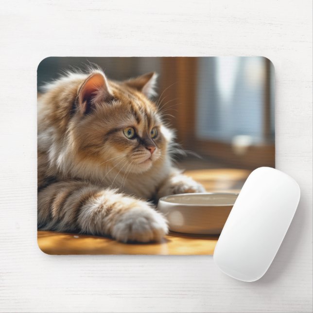Katze Gewartet von einem leeren Gericht Mousepad (Mit Mouse)