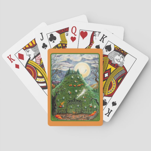 KATZE-GHOSTEN IN NEUN LEBENS FRIEDHOF, SPOOKY FOLK SPIELKARTEN (Rückseite)