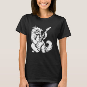 Katze Gitarrist Gitarre - Perser Vater Mutter T-Shirt