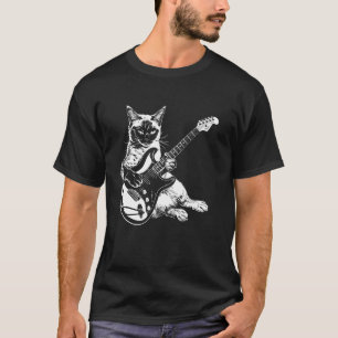 Katze Gitarrist Gitarre - Siamese Vater Mutter T-Shirt
