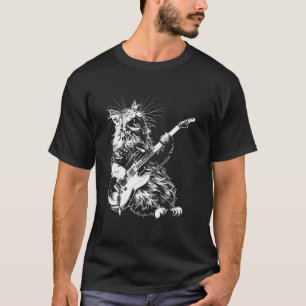 Katze Gitarrist Gitarre - Sibirischer Wald Vater M T-Shirt