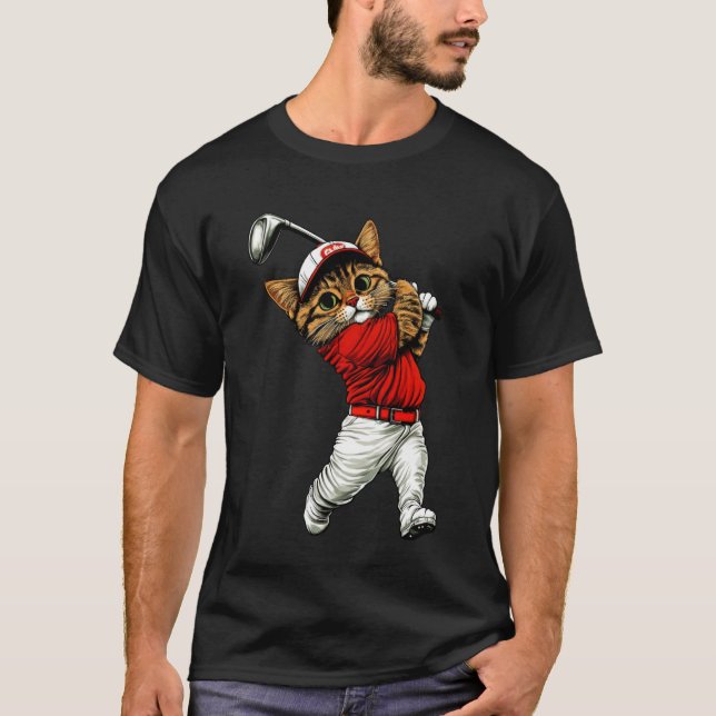 Katze Golfer Langarm T-Shirt (Vorderseite)