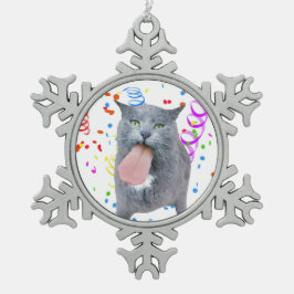 Katze Got deine Zunge? Schneeflocken Zinn-Ornament