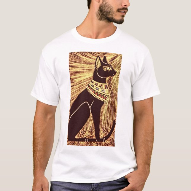 Katze-Göttin in Gold T-Shirt (Vorderseite)
