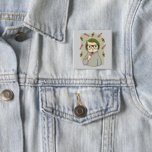 Katze Gourmet Sushi Liebhaber Design Button (Beispiel)