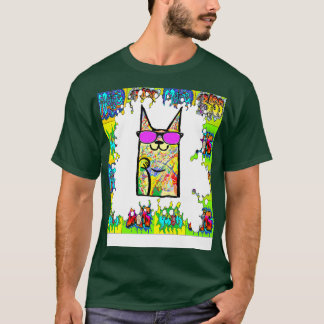 Katze Graffiti coole Kunst T-Shirt