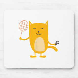 Katze Grafik Badminton Spieler Shuttle Sport Smash Mousepad