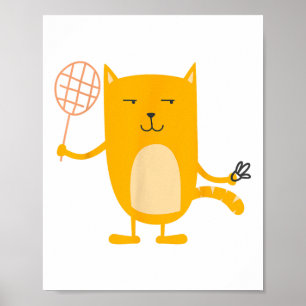 Katze Grafik Badminton Spieler Shuttle Sport Smash Poster