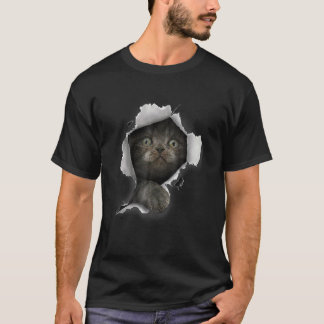 Katze Grau Katze Katze Zerrissen Stoff Kätzchen T-Shirt