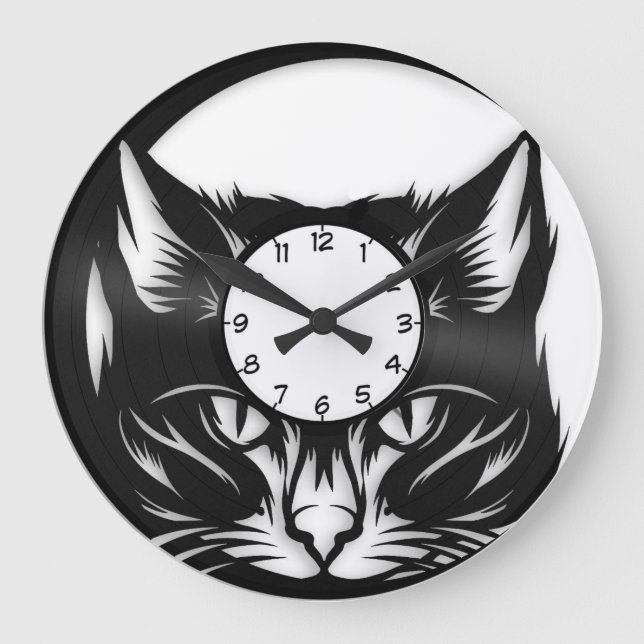 Katze Große Wanduhr (Vorderseite)
