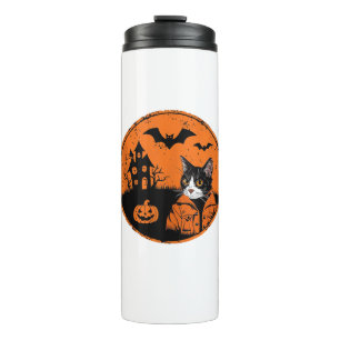 Katze Halloween Art 2024 Kätzchen Katzen Männer Fr Thermosbecher