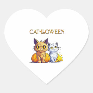 Katze Halloween Herz-Aufkleber