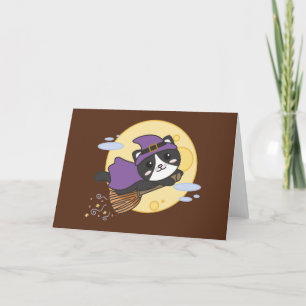 Katze Halloween Hexenkind Hexenkostüm Feiertagskarte
