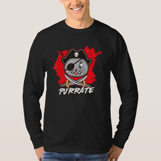 Katze Halloween-Karneval-Piratenkostüm 1 T-Shirt (Vorderseite)