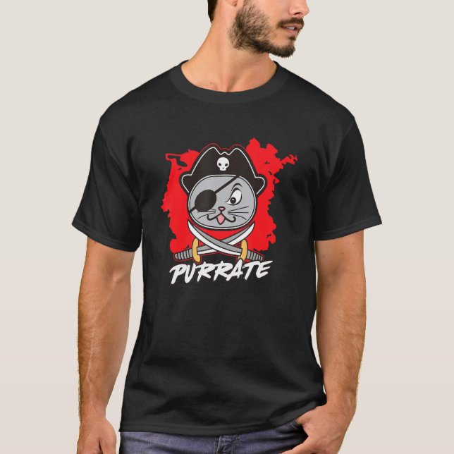 Katze Halloween-Karneval-Piratenkostüm 1 T-Shirt (Vorderseite)