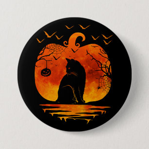 KATZE HALLOWEEN KOSTEN PUMPKIN KATZKATZEN FALLSEEN BUTTON