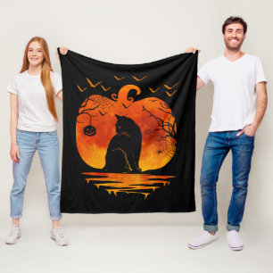 KATZE HALLOWEEN KOSTÜM KÜRBIS KATZEN LIEBHABER HER FLEECEDECKE