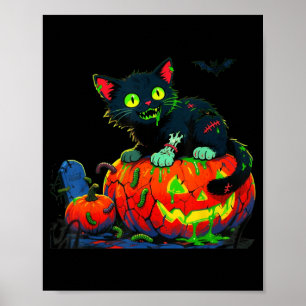 Katze Halloween Kürbis Schwarze Katze Poster