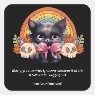 Katze Halloween Pet in spukhaften Kostümen Quadratischer Aufkleber