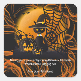 Katze Halloween Pet in spukhaften Kostümen Quadratischer Aufkleber