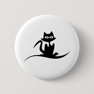 Katze Halloween Schwarze Silhouette Spooky Tier Be Button