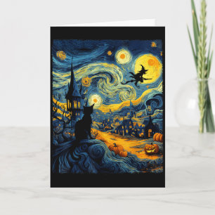 Katze Halloween Van Gogh Sternennacht Kürbis Männe Karte
