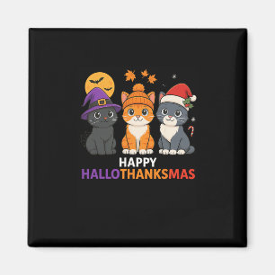 Katze Halloween Weihnachten Frohe Hallothanksmas D Magnet