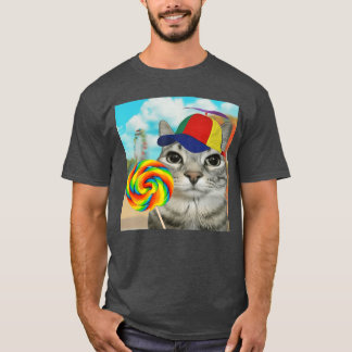 Katze hält Candy Lollipop Lustiges Propeller Kätzc T-Shirt