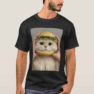 Katze Hamburger Brötchen Niedlich Lustig Essen Mem T-Shirt