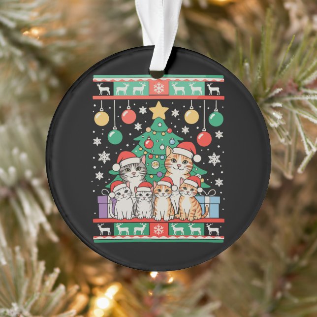 Katze hässliche Weihnachtsbaumlichter Xmas Ferien Ornament (Baum)