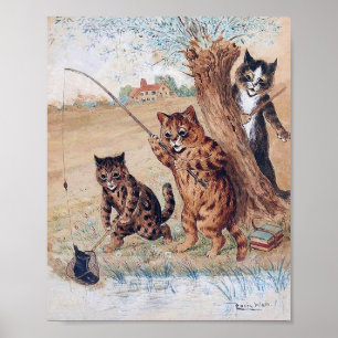 Katze hat die Stiefel erwischt, Louis Wain Poster