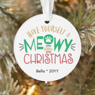 Katze hat ein miauendes kleines Weihnachten süß ro Ornament