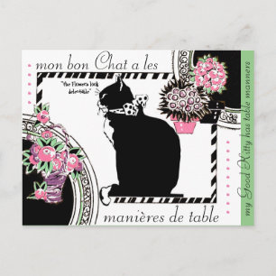 "KATZE HAT TISCHMANIERE" VINTAGE-GARTENPARTY POSTKARTE
