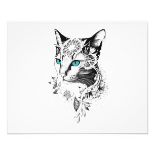Katze Haustier Natur Illustration Art Tattoo Fotodruck