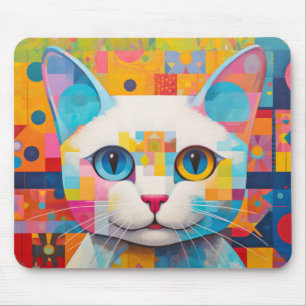 Katze Haustier Portrait Farbige Malerei Mousepad